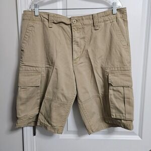 G&M Cargo Shorts Mens 36 Tan Khaki Cotton‎ Twill Multi Pocket Casual Outdoor
